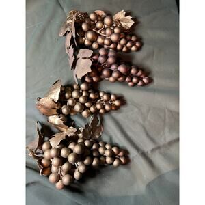 Vintage Plastic Rubber Grape Clusters Gold MCM Decor Prop 5-7" Set of 4 APCO
